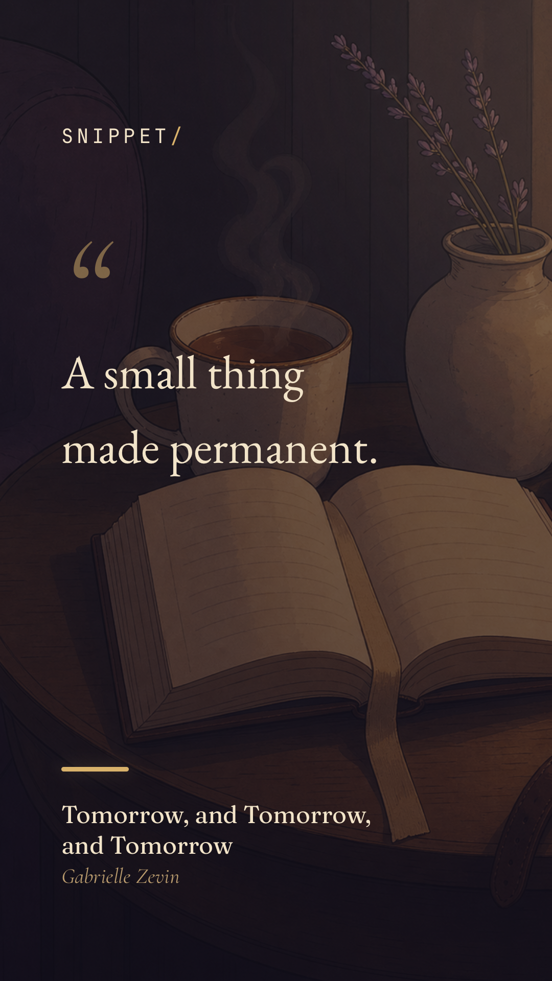 A polished Snippet quote card in the Velvet visual style.